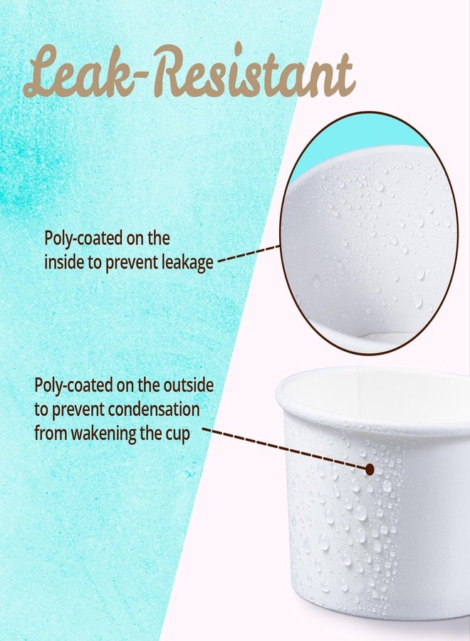 MATICAN Paper Ice Cream Cups - 100-Count 5.5-Oz Disposable Dessert Bowls for Hot or Cold Food, 5.5-Ounce Party Supplies Treat Cups for Sundae, Frozen Yogurt, Soup, White - Image 5